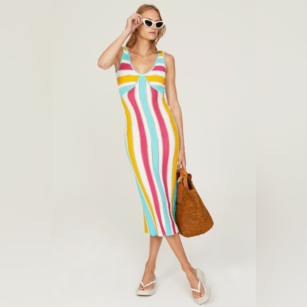 SOLID & STRIPED Colorful Knit Midi Dress
